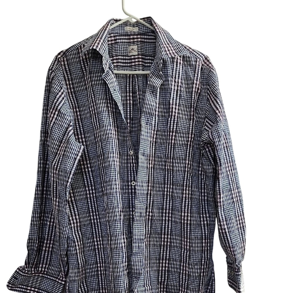 Peter Millar Button Down Mens Large Navy White Business Casual Luxury